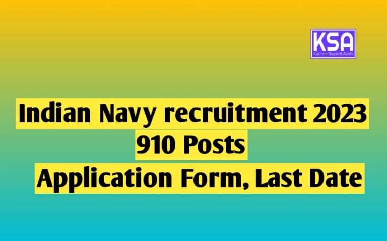 910 posts Indian Navy recruitment 2023 Application form, Eligibility