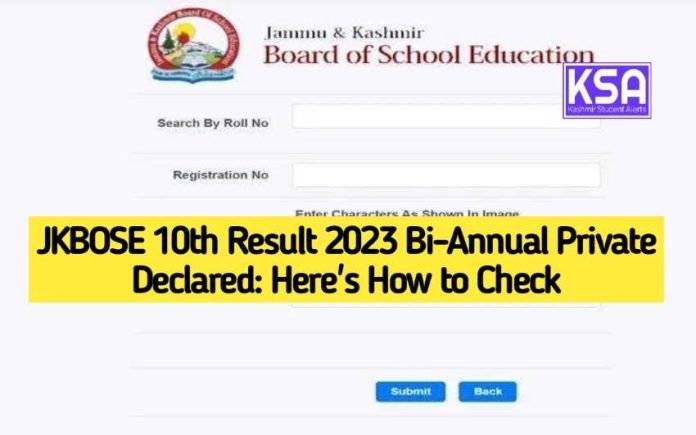 JKBOSE 10th Result 2023 Bi-Annual