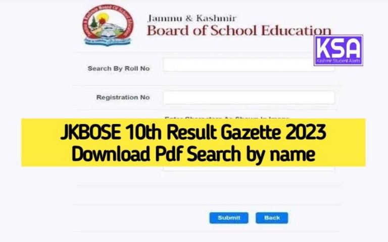 JKBOSE Download 10th Result Gazette 2023 Bi-Annual PDF Search by name