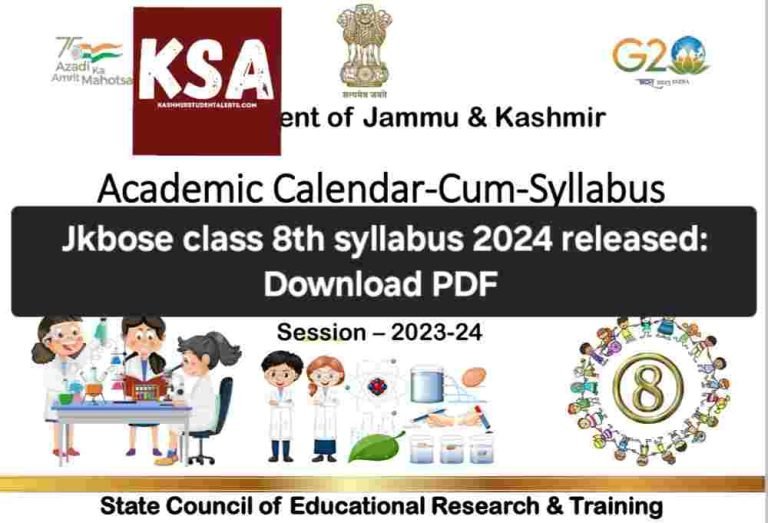 JKBOSE Class 8th syllabus 2024 Download PDF