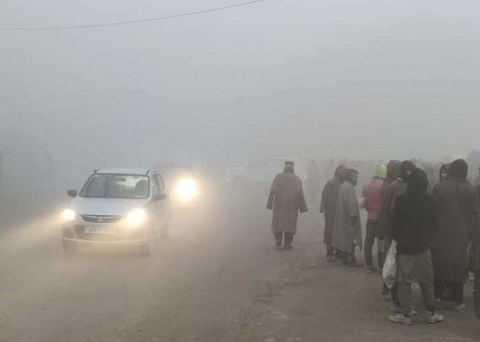 Kashmir Shrouded in Dense Fog Amidst Harsh Cold Wave
