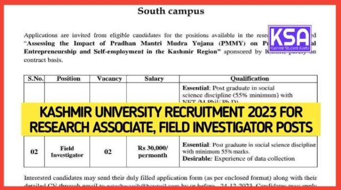 Kashmir University Recruitment 2023