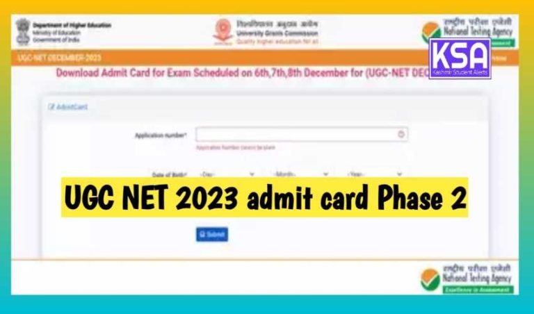 UGC NET 2023 Admit Card Download Phase 2 Hall Ticket/Admit card, direct link