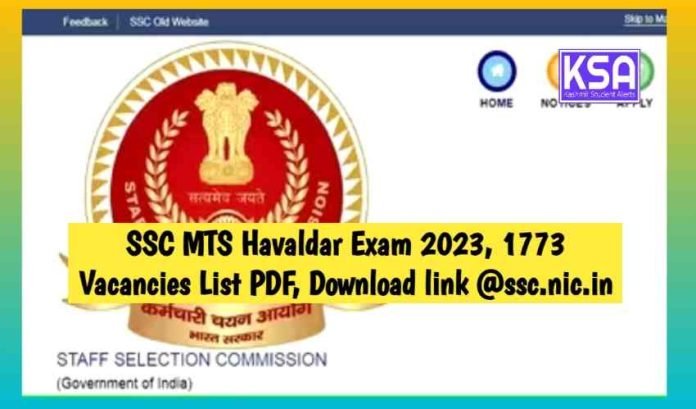 SSC MTS Havaldar Exam 2023