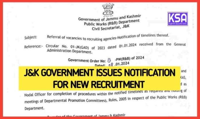 J&K Government Issues Notification for New Recruitment 