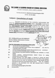 JKBOSE Class 12th Important Result Notification 1 JKBOSE Class 12th Important Result Notification