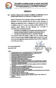 JKBOSE Class 11th Important Notification for Jammu Kashmir & Ladakh