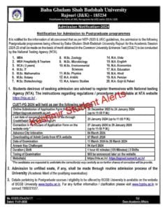 Baba Ghulam Shah Badshah University (BGSBU) Admission Notification 2024