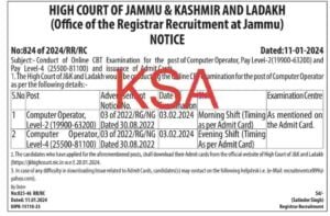 J&K High Court Recruitment 2024 Check Vacancy, Salary 63000, Eligibility 