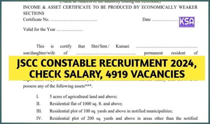 JSCC Constable RECRUITMENT 2024, Check Salary, 4919 Vacancies, Eligibility 