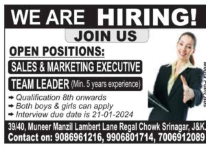 8th Pass Sales & Marketing Executive Job Vacancies 2024, Apply Here