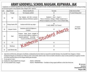 Army Goodwill School Recruitment 2024: Apply for TGT, PRT, Computer Teacher & other posts 1 Army Goodwill School Recruitment 2024: Apply for TGT, PRT, Computer Teacher & other posts