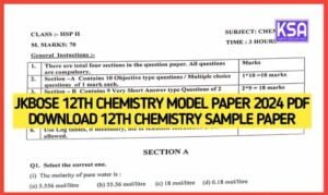 JKBOSE 12th Chemistry Model Paper 2024 PDF Download 12th Chemistry Sample Paper