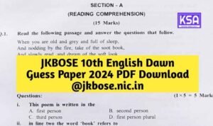 Download JKBOSE Class 10th 2024 Guess Paper PDF