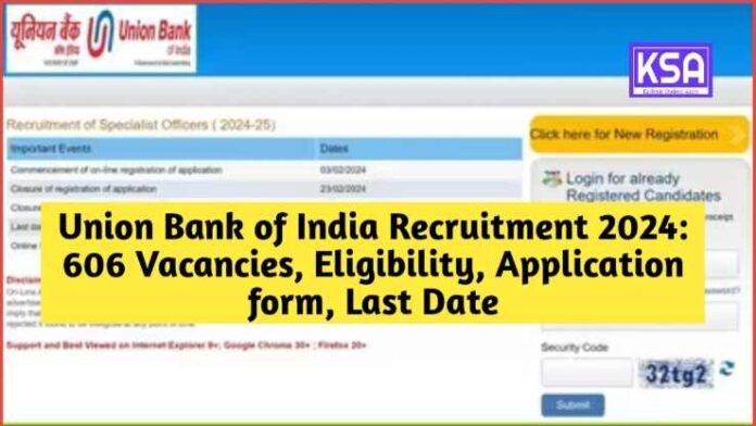 Union Bank of India Recruitment 2024: 606 Vacancies, Eligibility, Application form, Last Date