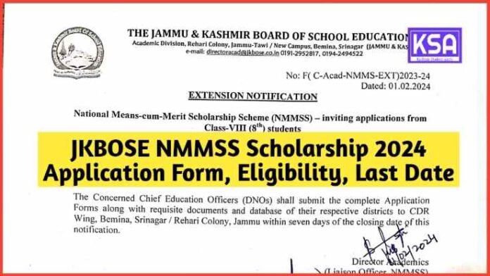 JKBOSE NMMSS Scholarship 2024 Application Form, Eligibility, Last Date