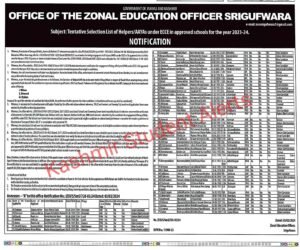 Helpers/AAYAs Jobs Recruitment Selection List Download here