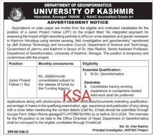 Kashmir University Jobs Recruitment 2024