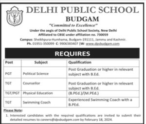 
DPS Budgam Recruitment 2024:Check Eligibilty, posts and apply online