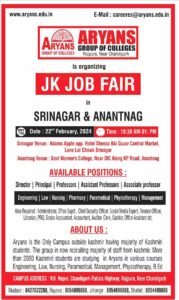 JK Job Fair in Srinagar and Anantnag for various vacancies 1 JK Job Fair in Srinagar and Anantnag for various vacancies