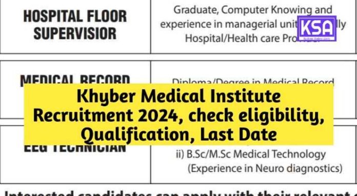 Khyber Medical Institute Recruitment 2024, check eligibility, Qualification, Last Date