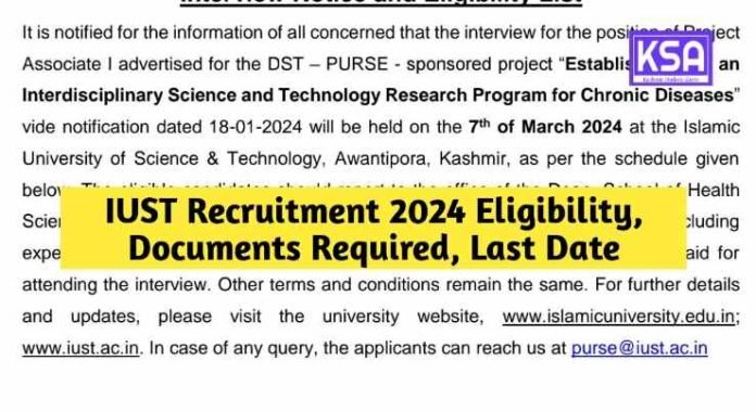 IUST Recruitment 2024 Eligibility, Documents Required, Last Date