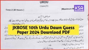 JKBOSE 10th Urdu Dawn Guess Paper 2024 Download PDF