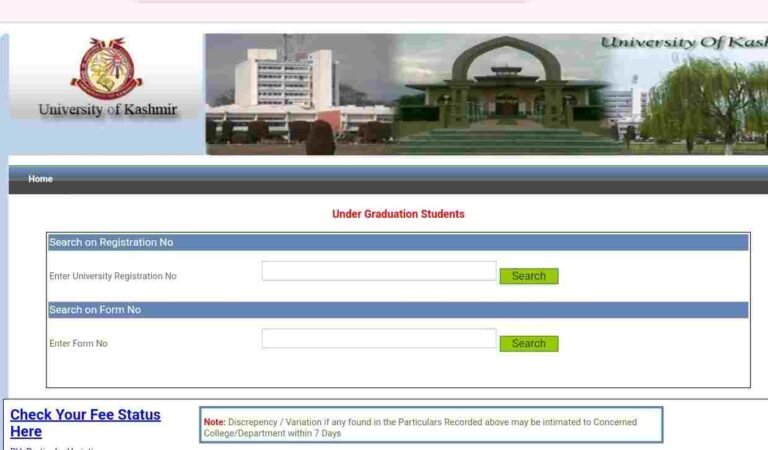 University of Kashmir: Admit Cards for UG 3rd Semester Regular/Fresh Pvt (Batch 2023) and Backlog (Batch 2022) Released