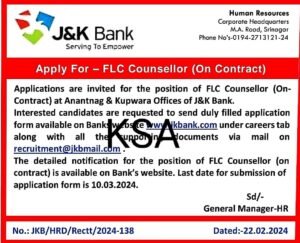 J&K Bank Fresh Recruitment 2024 Apply online, Vacancies, Eligibility, Last Date