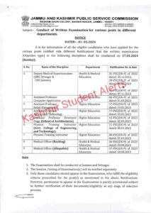 JKPSC Recruitment 2024 for various vacancies 