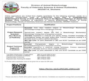 SKUAST Kashmir Fresh Recruitment 2024; check Details
https://kashmirstudentalerts.com/skuast-kashmir-fresh-recruitment-2024-check-details/