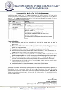 IUST Recruitment 2024 Check Eligibility, Salary 18000, important dates 