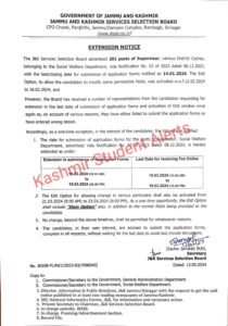 JKSSB Fresh Notification for Supervisor Recruitment 2024 for 201 Posts 