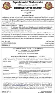 University of Kashmir Recruitment 2024, Salary 14000, Vacancies, Eligibility 