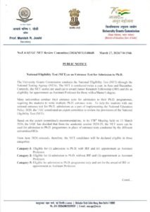 University Grants Commission Makes NET Scores Eligible for PhD Admissions