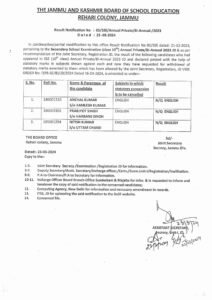 JKBOSE Class 10th Notification for some Students