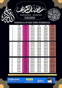 Kashmir Ramadan Calendar 2024 Sehri and Iftar Timings 
