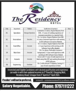 The Residency Hotel is Hiring