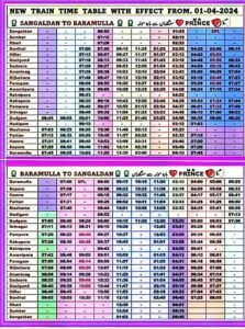 Train Timing Kashmir 2024 Download Timetable 2024