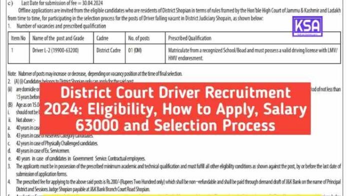 District Court Driver Recruitment 2024: Eligibility, How to Apply, Salary 63000 and Selection Process
