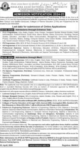 MANUU Invites Applications for Admission to Regular Mode Programmes for the Academic Year 2024-2025