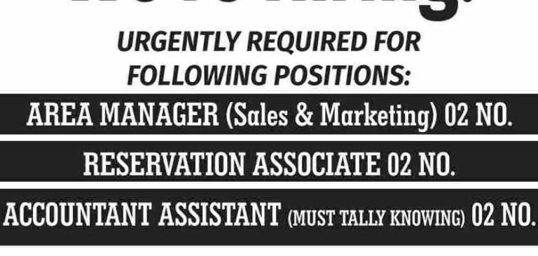 The Victory Hotel in Srinagar is hiring for several positions