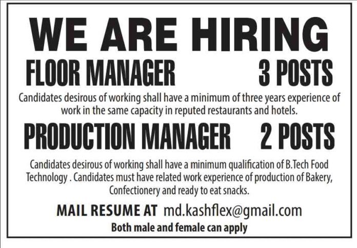 Floor Managers and Production Managers