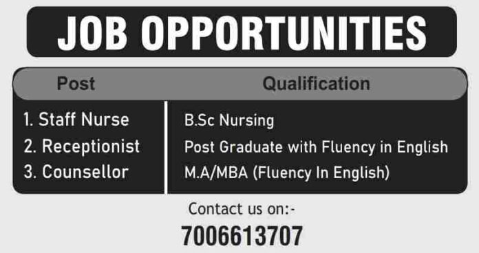 Eye Care & Research Centre Srinagar for Receptionist, Counsellor, Staff Nurse posts