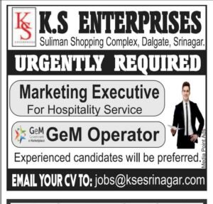 K.S Enterprises Seeks Marketing Executive and GEM/GEM Operator