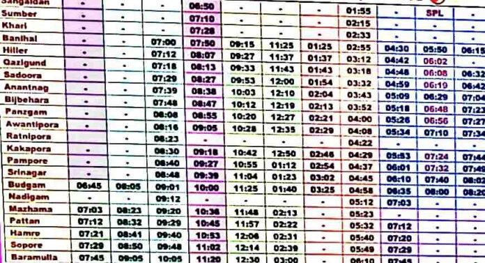 Kashmir Train Timing 2024 Download Train Timetable 2024
