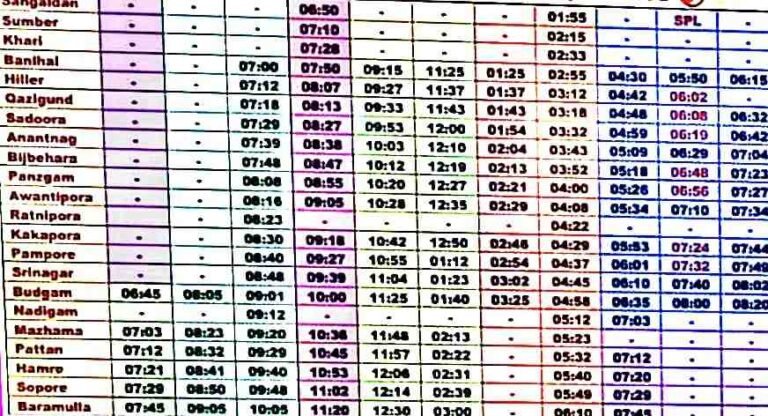 Kashmir Train Timing 2024 Download Kashmir Train Timetable 2024