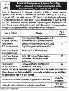 C-DAC is looking for IT/ Computer professionals