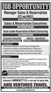Axis Ventures Travel Recruitment 2024 Apply for various vacancies 