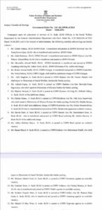 Transfers and Postings of Jr. Scale JKAS Officers